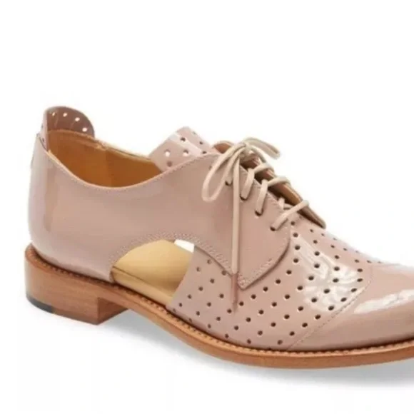 Office of Angela Scott pink/ Tan Brogue patent leather Shoes 41 - Picture 2 of 7